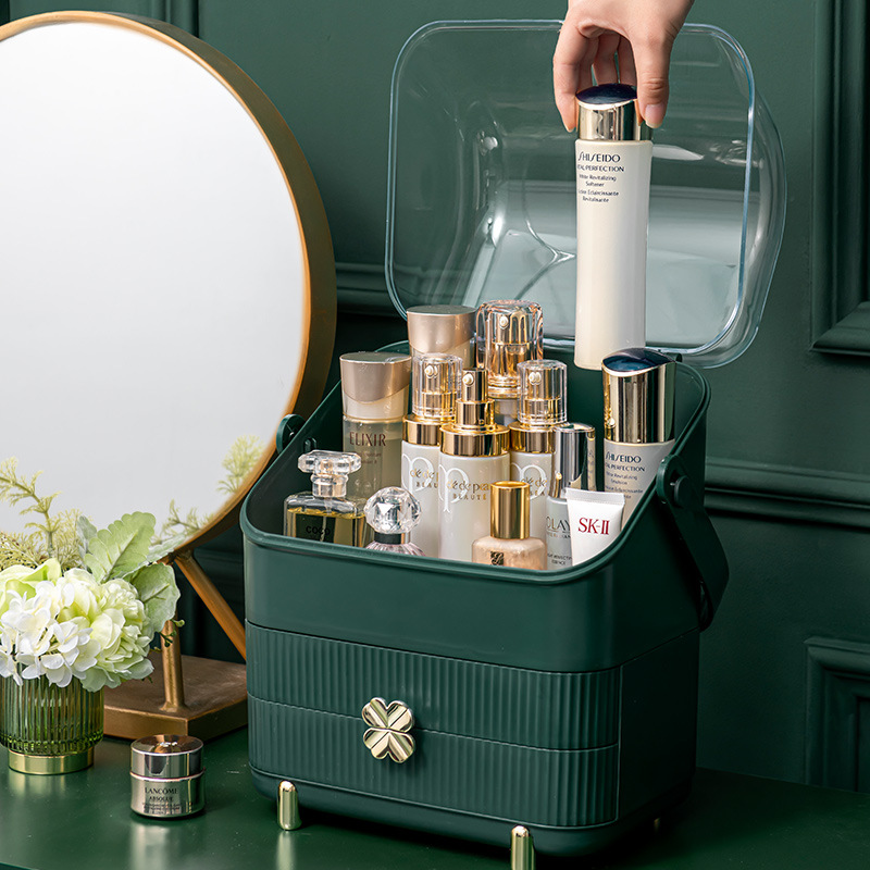 Factory cosmetics storage box household transparent simple dustproof large capacity drawer Desktop Storage Box Wholesale