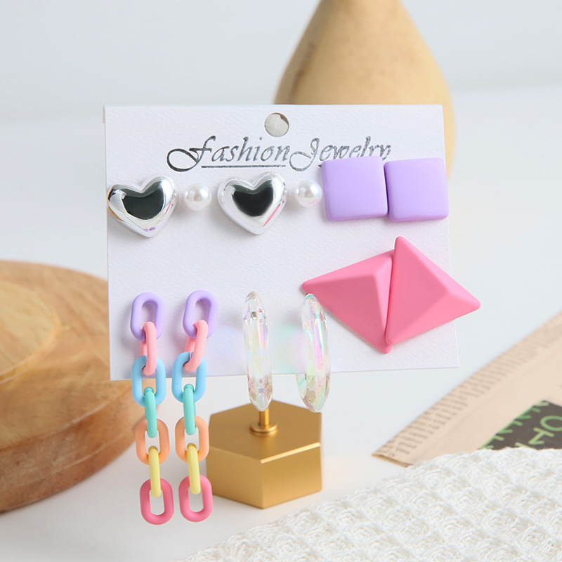 1 Set Sweet Heart Shape Plating Resin Drop Earrings Ear Studs display picture 1