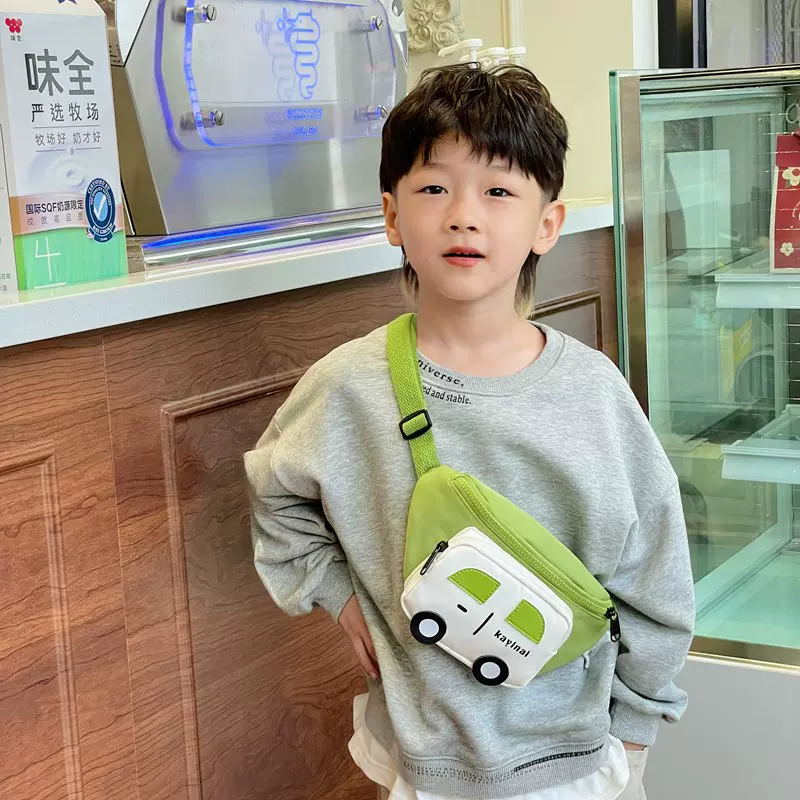 跨境卡通儿童胸包秋冬新款小汽车时尚清新腰包男童洋气百搭挎包