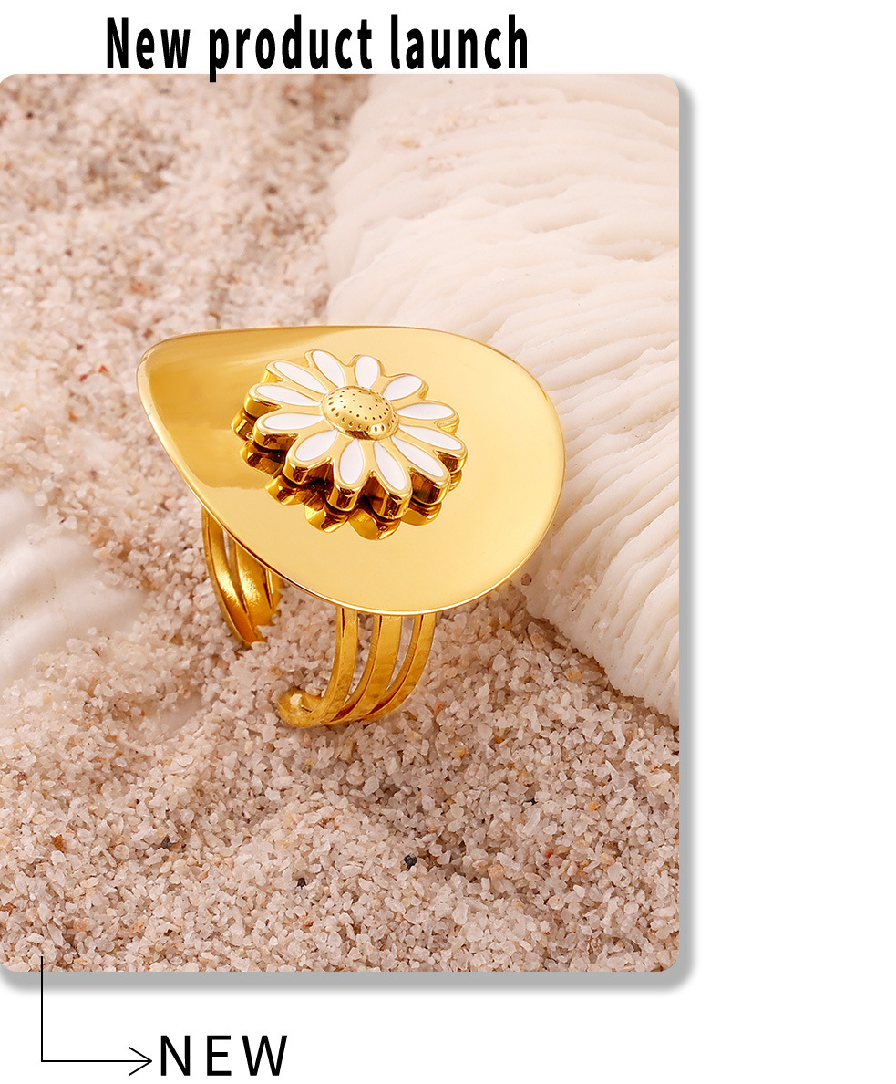 Boucles d'oreilles pendantes Drip Oil Niche Design Fleur, style marguerite, polyvalentes et élégantes. Ensemble de boucles d'oreilles anneaux circulaires haut de gamme._voghion.com