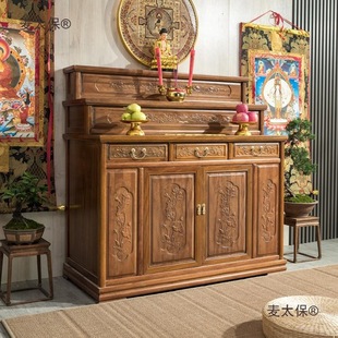 Guanyin Rural Altar Three-Tier Wooden Incense Case Offering Table Buddhist Altar Home Shrine Solid Cabinet Direct Sale for Metabo