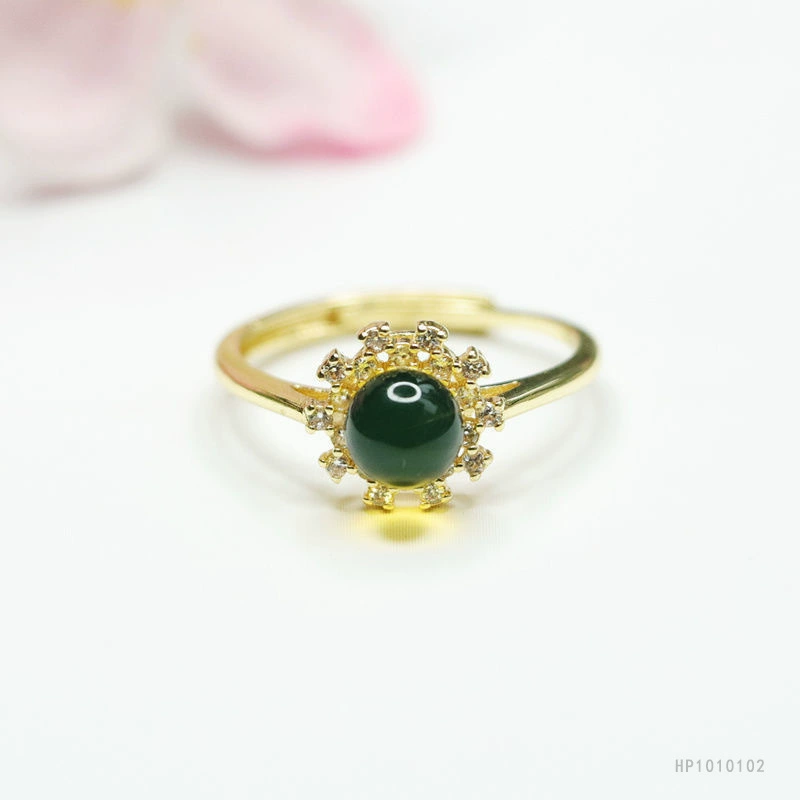 Кольцо из натурального янтаря Гуань Ю, цвет «водяной синий», с цветочным узором, женское ювелирное изделие, прямые поставки с фабрики, дропшиппинг S1010102