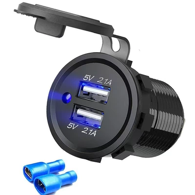 Motorcycle USB Charging Port 12V: Mobil şarj cihazları - dual-21a-fast-charge-blue-set