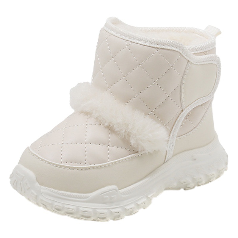 Botas de nieve para niños engrosadas con forro polar de Velcro alto de color sólido zapatos casuales acolchados de algodón cálidos botas acolchadas de algodón para hombres y mujeres