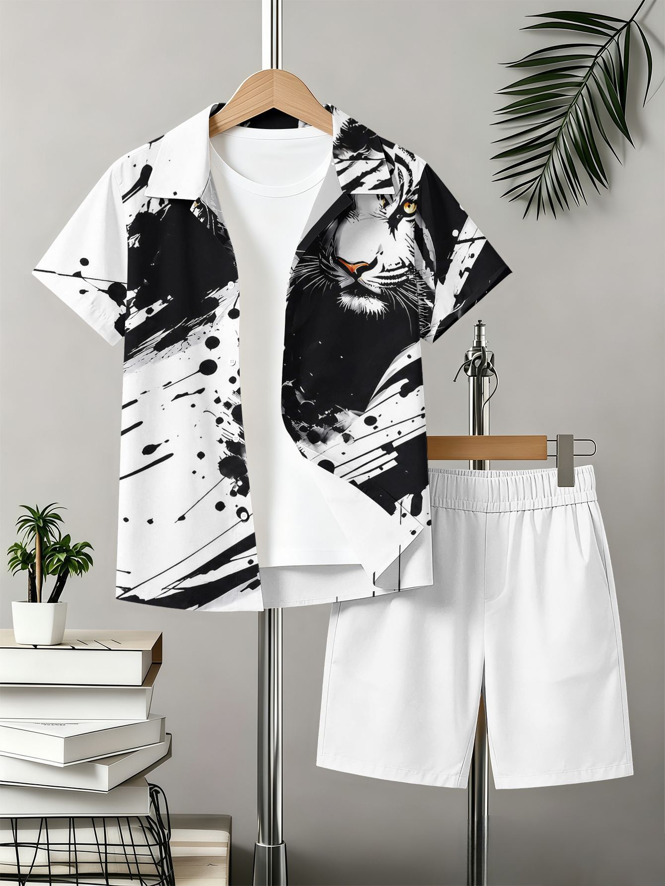 Boys Shirt And Shorts Set With 3d Pattern For Summer Style_voghion.com