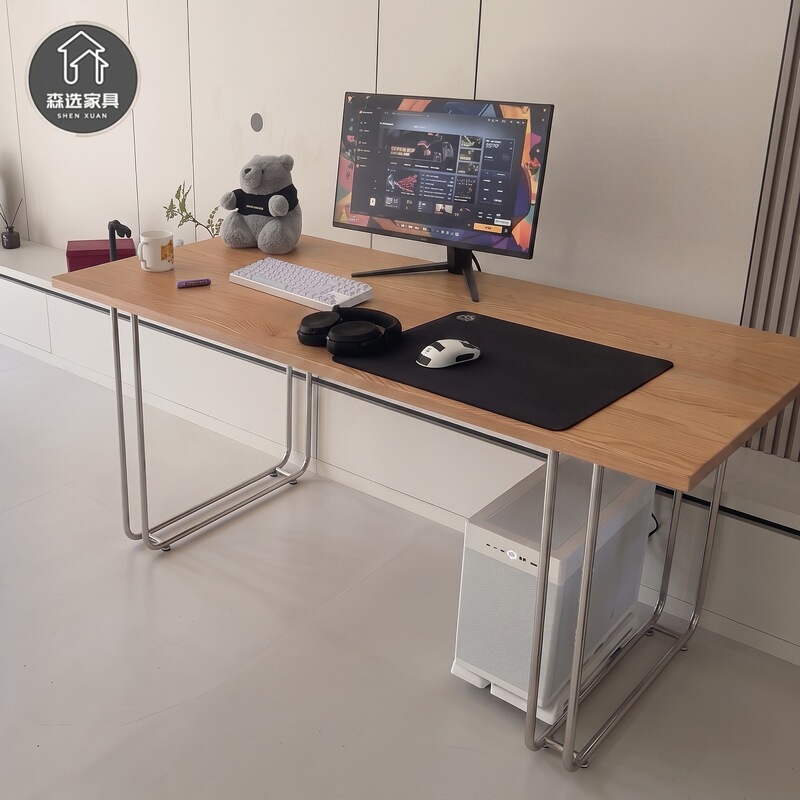 Modern Bauhaus Solid Wood Computer Desk, Wall-Mounted Desk, Long Table Behind Sofa in Living Room, Desk, Work Table, Gaming Table Modern Bauhaus Solid Wood Computer Desk, Wall-Mounted Desk, Long Table Behind Sofa in Living Room, Desk, Work Table, Gaming Table