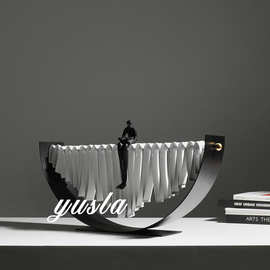 简约轻奢别墅酒店摆件样板间玄关柜客厅酒柜电视柜创意软装装饰品