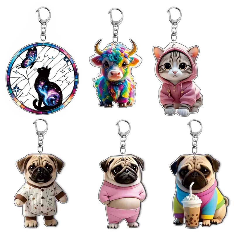 Acrylic Keychain Backpack Pendant Animal Series Pomeranian Dog Cat Sheep In-Stock Cross-Border Hot Item