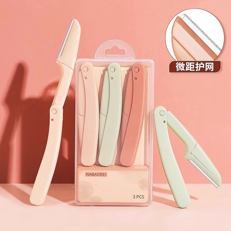 Cuchillo de cejas anti-racabatado para principiantes perezoso tipo seguro para principiantes damas conjunto especial de cejas con raspadora de cejas