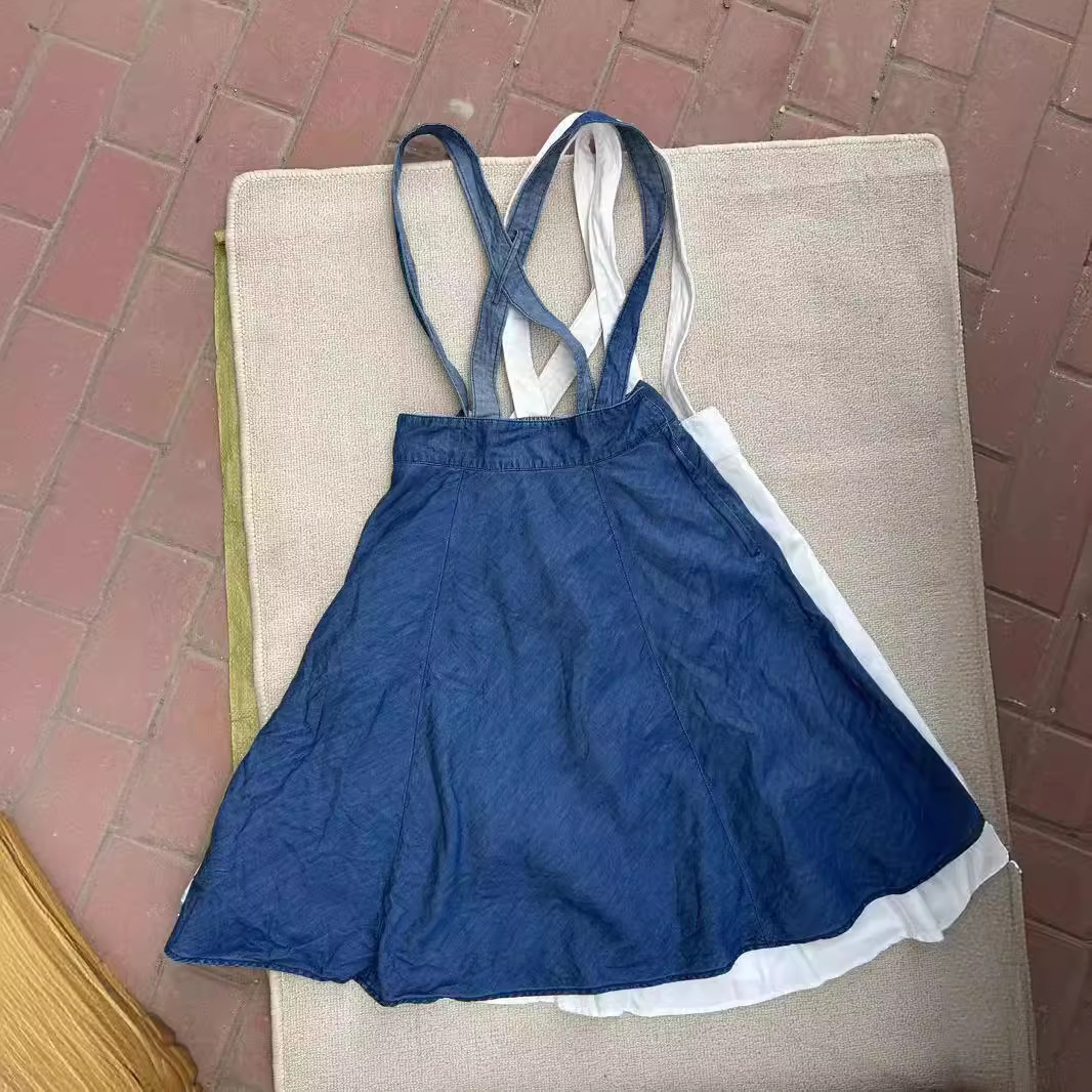 24 día nuevo vestido de correa de niños vaquero vestido de correa de niña