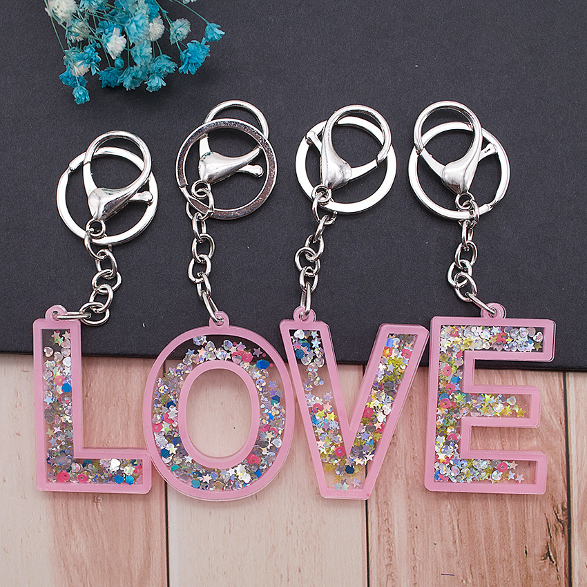 Modern Style Letter Arylic Sequin Women's Bag Pendant Keychain display picture 4