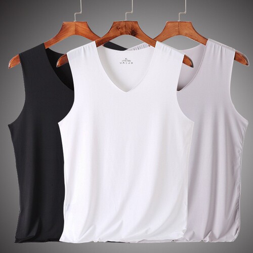 Men's Milk Silk Backless Tank Top Summer Seamless Thin Sleeveless T-Shirt Cross-Training Gym Plus Size Base Layer Inner Outer Top