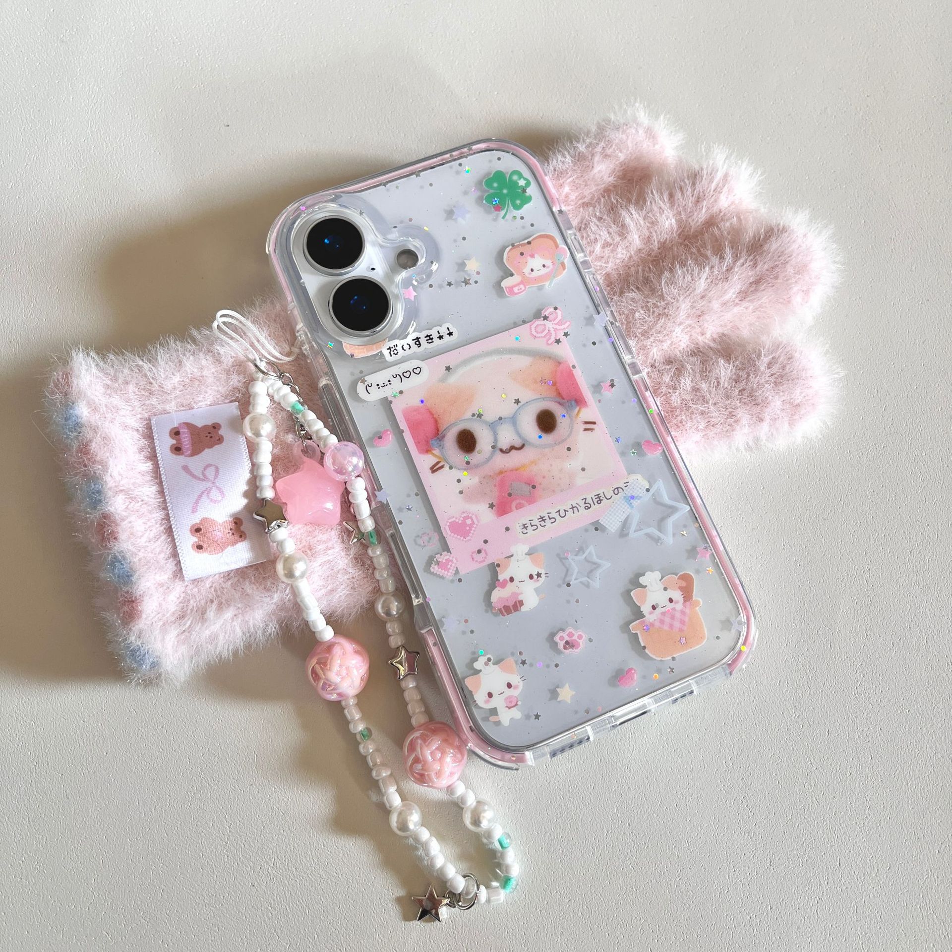 Linda ilustración de algodón de azúcar de dibujos animados de corazón de niña para Apple 15Pro/16Pro funda para teléfono móvil 14/13 femenino 16PM