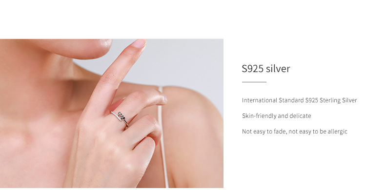 Heart Shape Pattern 925 Sterling Silver Zircon Heart Shape Rings