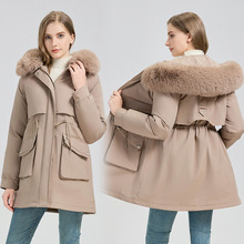 Women's Winter Fur-Lined  Hooded Parka Coat Mid-Length Down