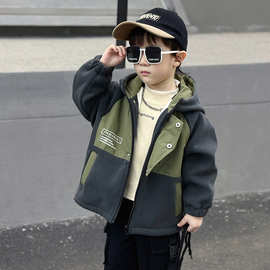 男童加绒外套儿童2025新款秋冬装小男孩时髦洋气羊羔绒二棉棉衣潮