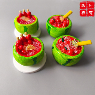 New Food and Play Series Simulation Three-dimensional Ice Watermelon Bucket Refrigerator Stickers Large Card Ornaments Home Decoration DIY Magnets