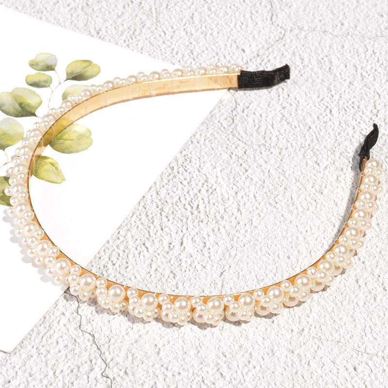 80g Weight Headwear Classification Wedding, Birthday, Festival Occasion Geometric Pattern Women'S Gender Korean Fashion Pearl Thin Side Headband 5