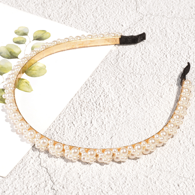 Korean Fashion Pearl Thin Side Headband display picture 6