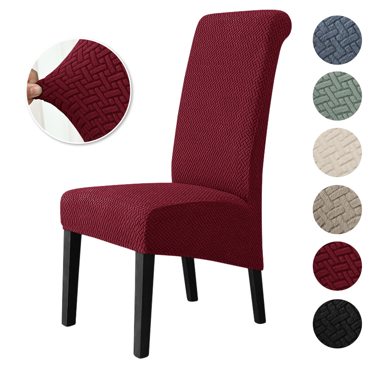 Cubierta de silla elástica en forma de T transfronteriza, cubierta de silla de respaldo alto, tabla de comedor casera grande inclinada.