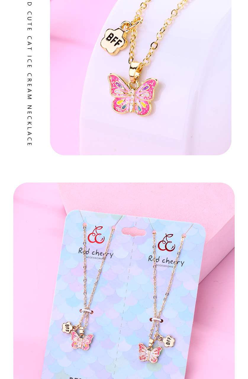 1 Set Cute Butterfly Alloy Sequins Enamel Plating Girl's Pendant Necklace display picture 2