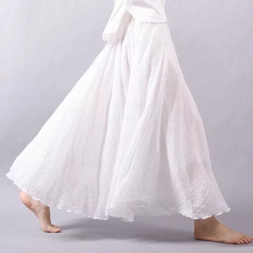 Double-layer cotton-linen semi-slip dress for women, summer Zen-style women's linen dress, plus-size fairy-like, fairy dress, long dress