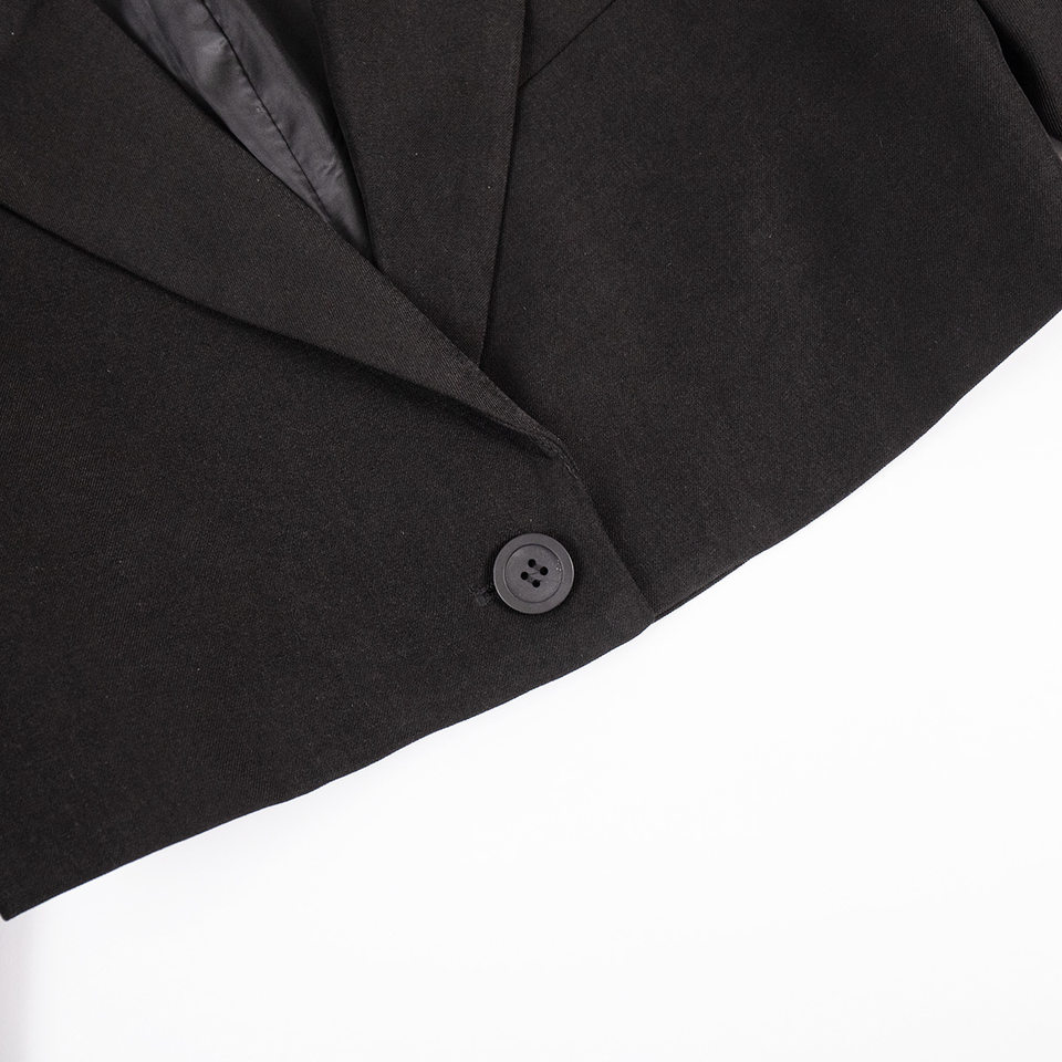 Bộ vest blazer dáng ngắn cổ ve áo kèm chân váy siêu ngắn dài tay — Màu hồng, Màu hồng nhạt, Màu đen, Tất cả các màu đều có trong kho, size L trọng lượng: 670g chi tiết 11