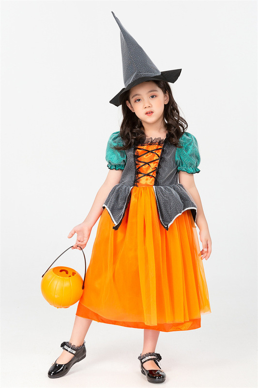 Halloween COSPLAY costume Children's Day performance Costume Fancy Dress Ball pumpkin little witch dress party princess dress