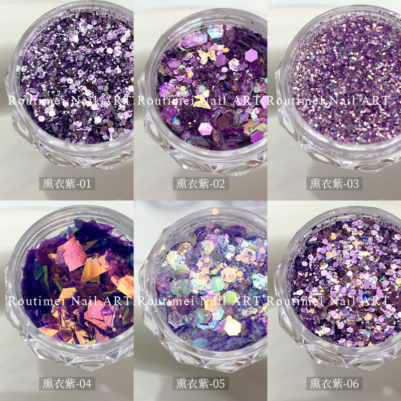 新款美甲亮片饰品爆闪亮片紫光薰衣草色混合闪粉韩式流行美甲饰品|undefined