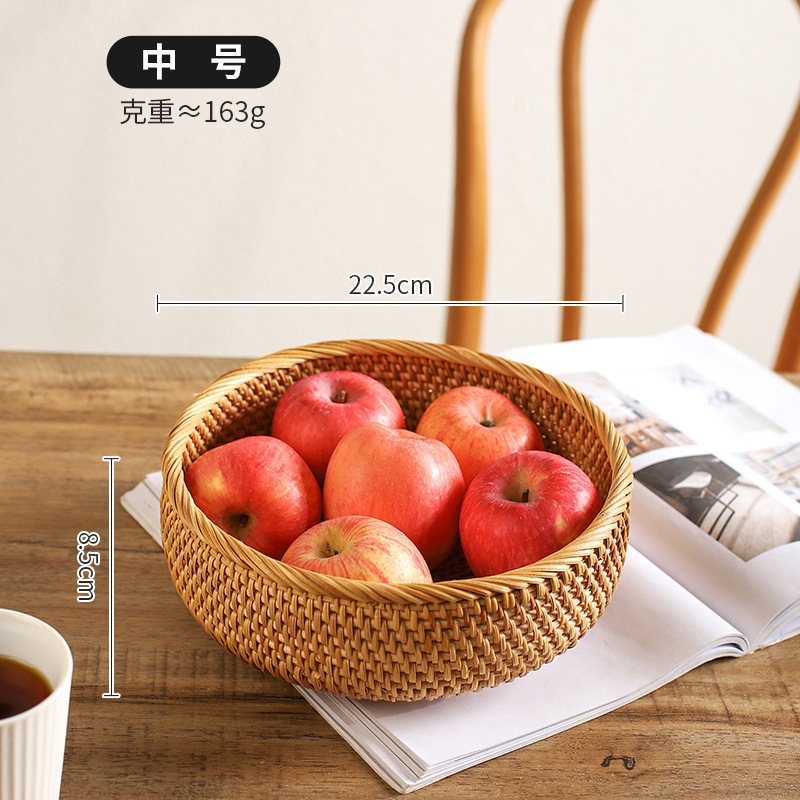 Vintage artesanal trenzado bandeja de frutas trenzada pan canasta casera cesta de desayuno cesta de picnic cesta de bocadillos cesta de postres