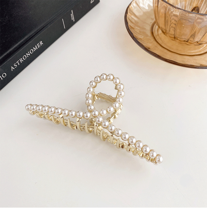 Women's Vintage Style Simple Style Geometric Metal Headwear Plating Artificial Rhinestones Artificial Pearl Hair Claws display picture 3