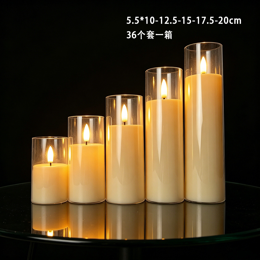 Vela acrílica popular de Amazon, vela electrónica LED transfronteriza con taza, ambiente de llama simulada parpadeante.