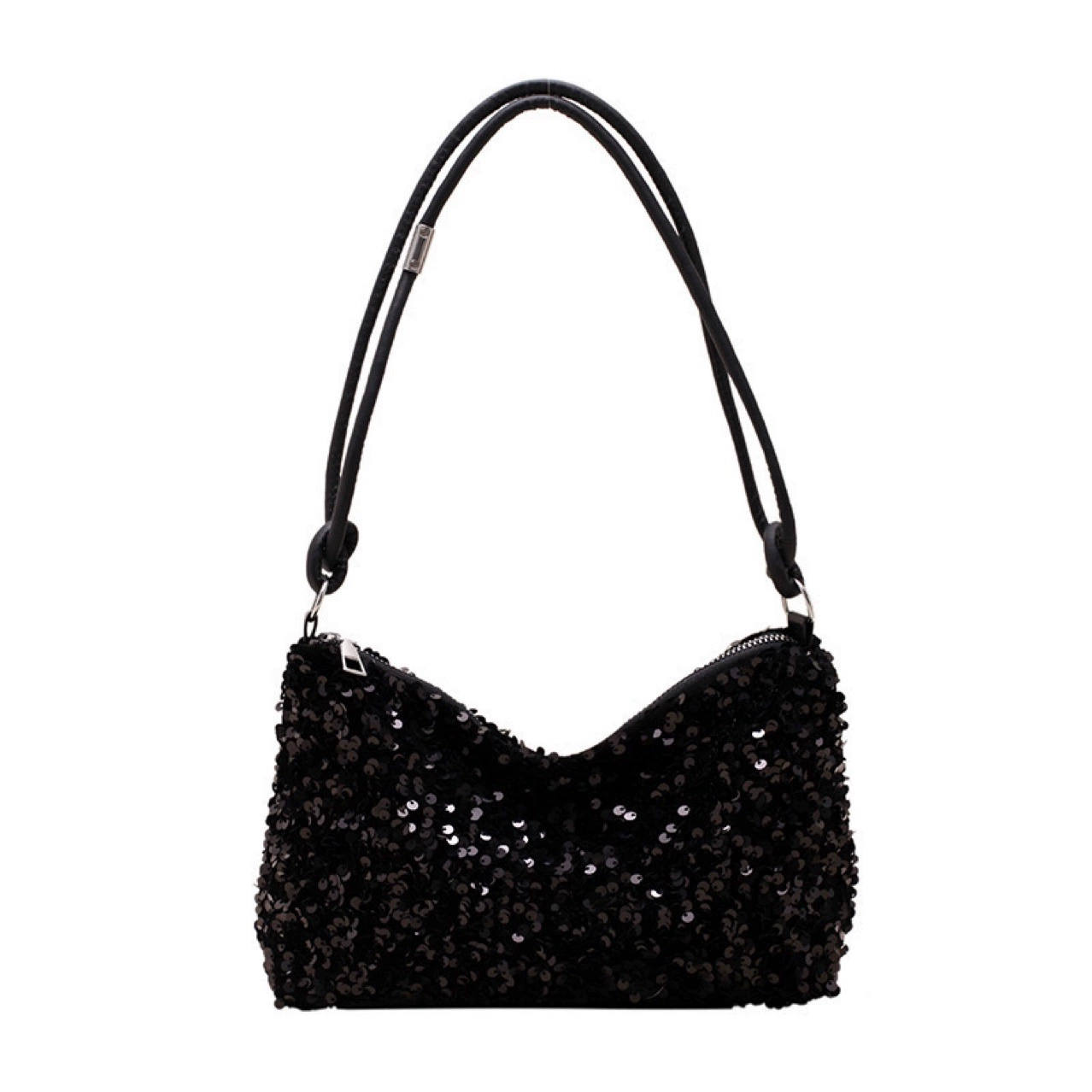 One-shoulder sequin bag, 2023 leisure collection, universal one size (black / silver)