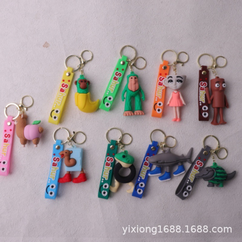 Colgante de hombre de palo de madera transfronterizo Douyin Hot Terrier versión extranjera de Shanhaijing llavero divertido mano abstracta caja ciega accesorios