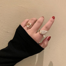 司藤景甜同款珍珠翅膀开口戒指女ins潮冷淡风小众设计个性食指戒