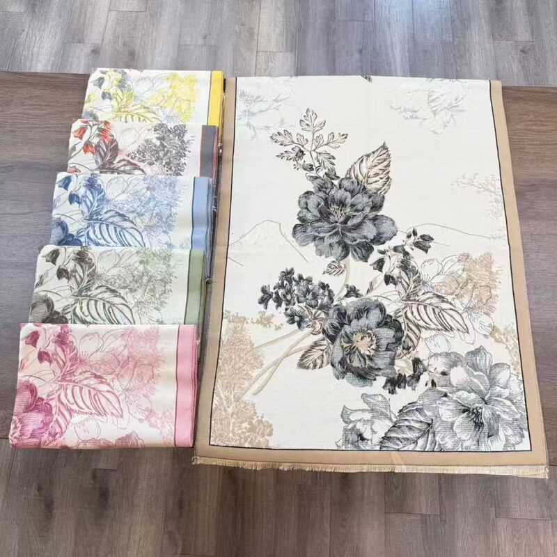 她信跨境秋冬植物印花佩斯纹利花朵图案ins风设计感围巾scarves|undefined