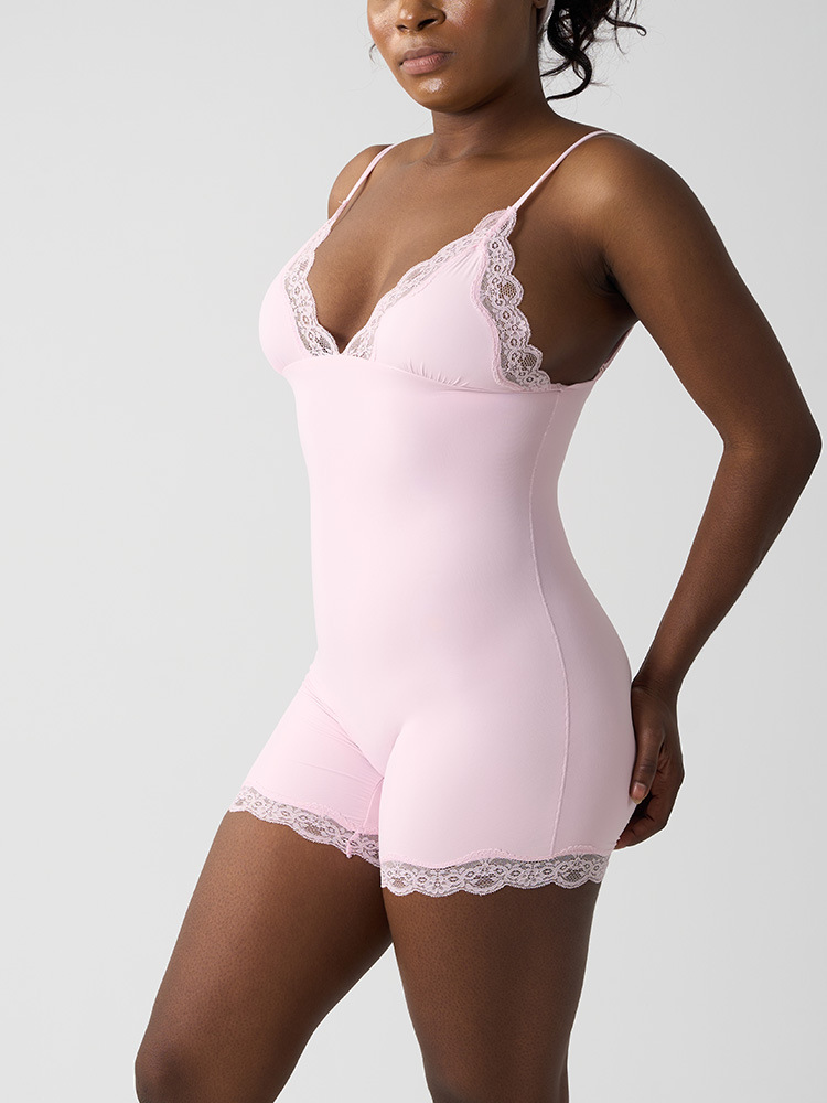 Body triangle en dentelle – Body à bretelles réglables et taille haute (Noir/Rose/Marron, S-XL)_voghion.com