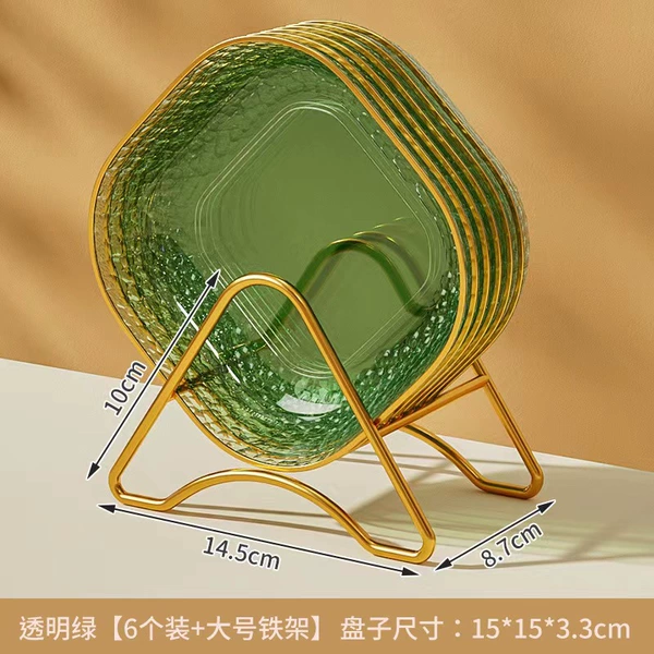 Transparent green [6 pack + gold frame]