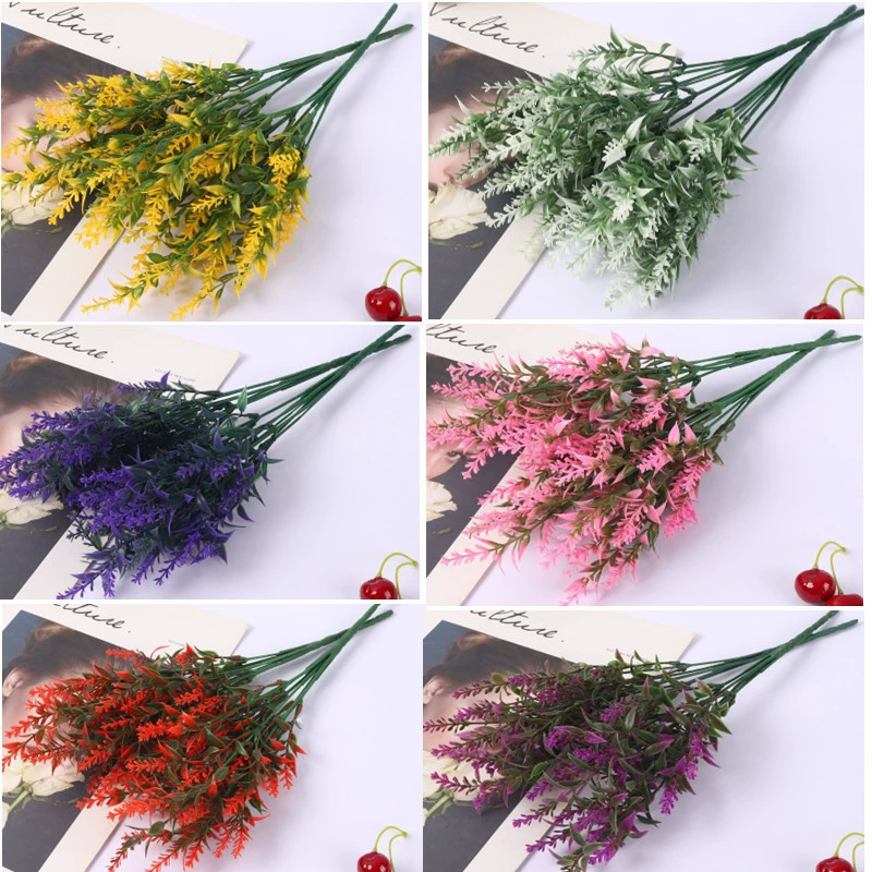 7 вилок моделирование пшеничные уши Лаванда Свадебные пластиковые украшения моделирование завод искусственный цветок Пастырский стиль фиолетовый имитация цветок