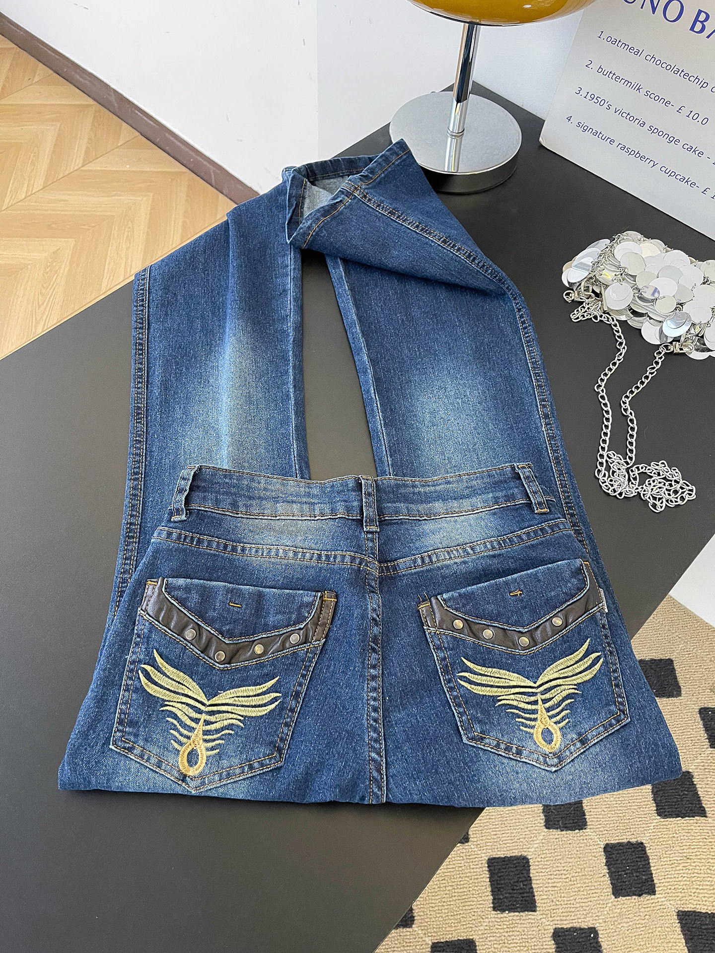 Women's Low Rise Straight Leg Jeans Embroidered Spicy Style Casual Trousers Spring Fashion With Pockets Slightly Flared Floor-Length_ecoleips.com