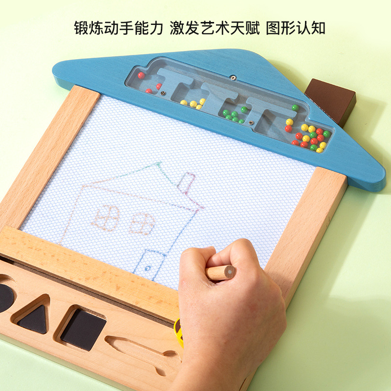 Tablero de dibujo para niños de madera tablero de graffiti de escritura magnética color hogar borrable niños niño 3 años bebé juguetes