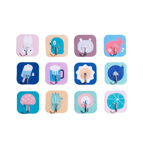 Cartoon pattern hook behind the door hook without punching kitchen bathroom self-adhesive traceless hook multi-functional strong hook