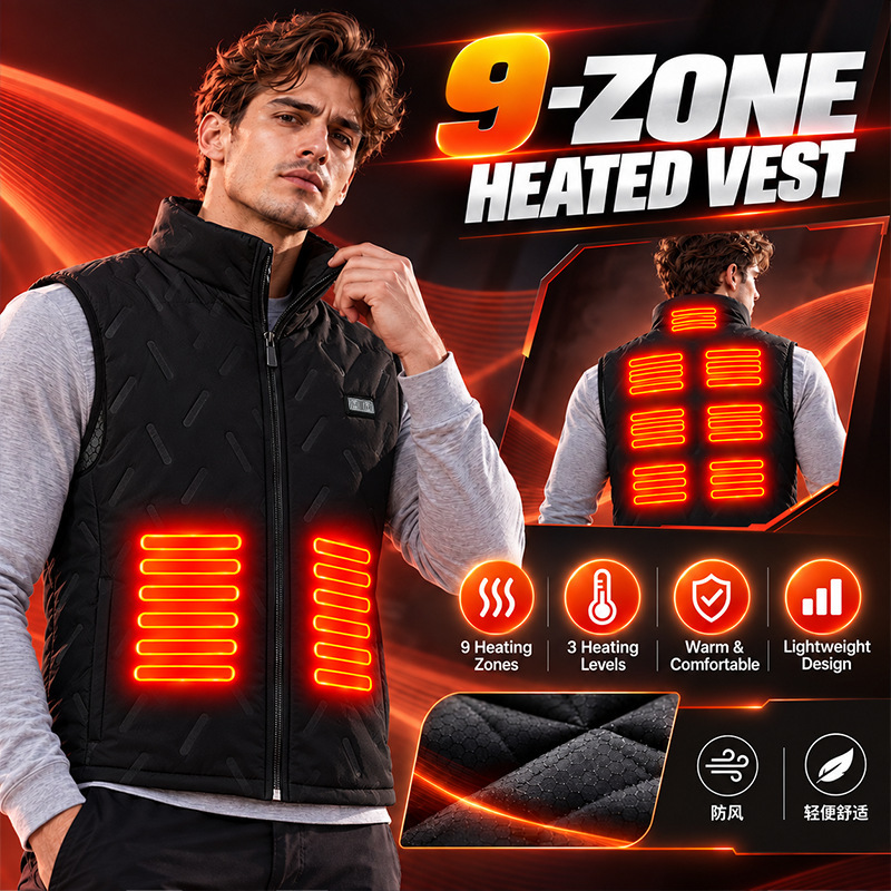 Cross-Border Popular 9-Zone Smart Heating Vest Temperature-Controlled Heating Cold-Proof Vest USB Charging Windproof Jacket Cross-Border Popular 9-Zone Smart Heating Vest Temperature-Controlled Heating Cold-Proof Vest USB Charging Windproof Jacket