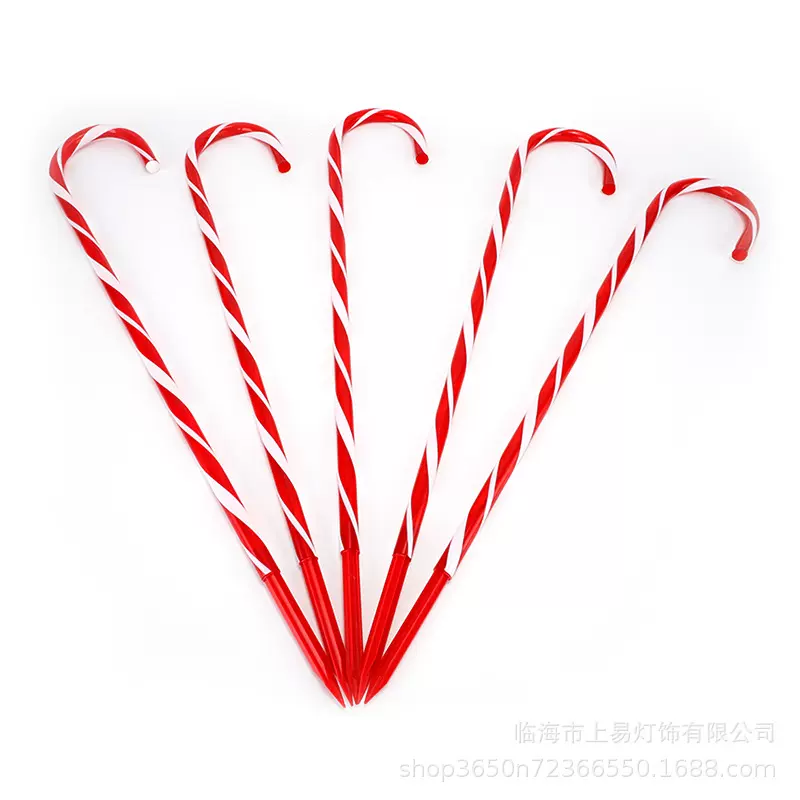 PVC透明圣诞拐杖管LED彩灯装饰灯塑料配件尖头防水圣诞节地插灯串