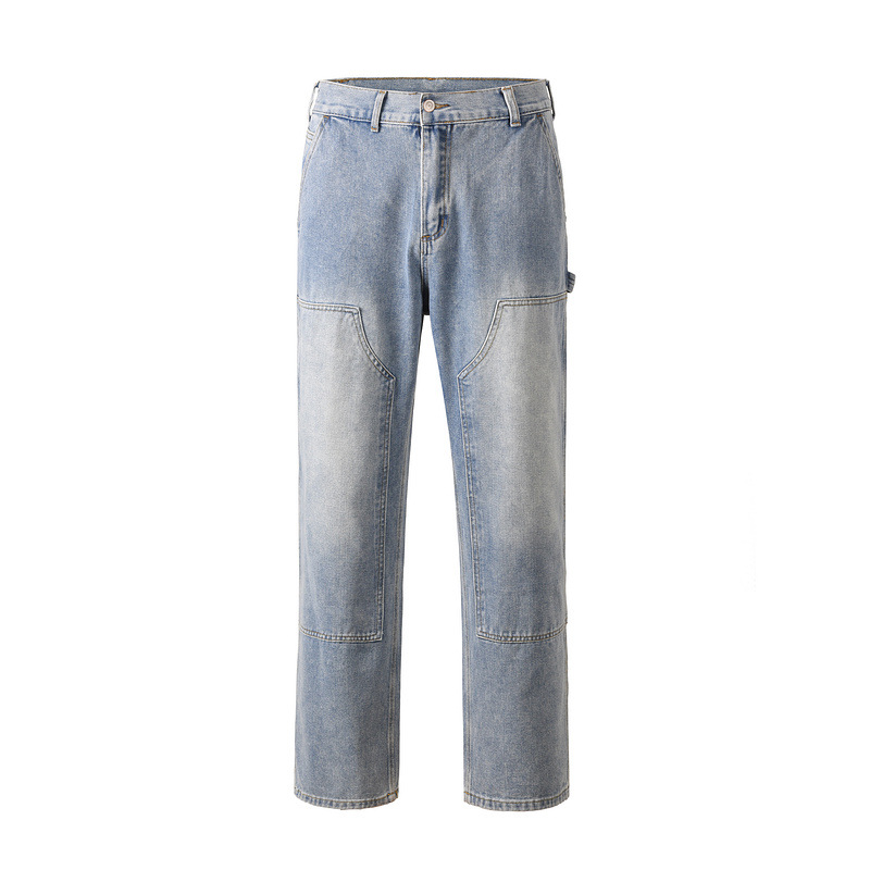 Men's Jeans Washed Vibe Style Loose Fit With Patch Pocket Detail_voghion.com