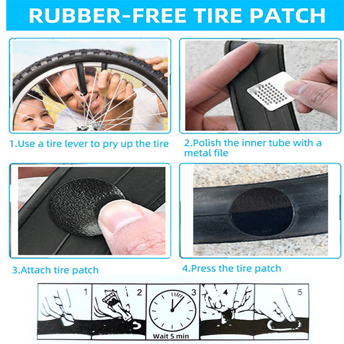 Bicycle repair tire box tire repair patch kit glue-free tire patch repair tire repair tool set