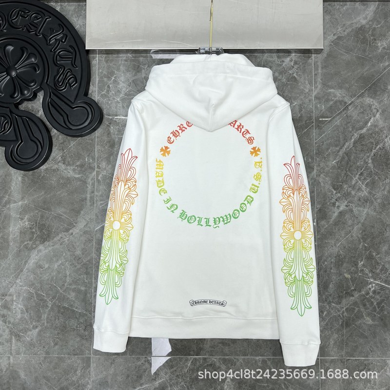 24SS Crow 正しいバージョン馬蹄パターンサンスクリット古典フード付きスウェットシャツ男性と女性のための同じスタイルのジッパースウェットシャツ卸売|undefined