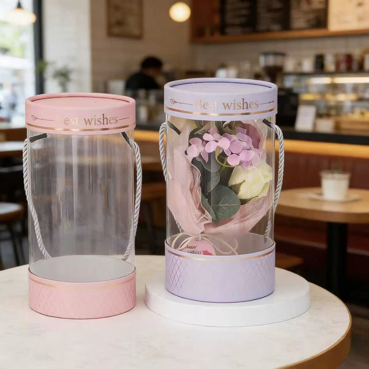 Pvc Cylindrical Transparent Gift Box Wedding Souvenir Candy Box Creative Hug Bucket Round Paper Tube Birthday Gift Box