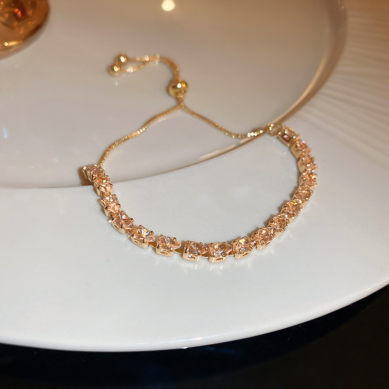 ZIRCON cuadrado pulsera ajustable Mujer simple luz de lujo pulsera moda personalidad temperamento Joker Senior Sentido de mano adornos hembra
