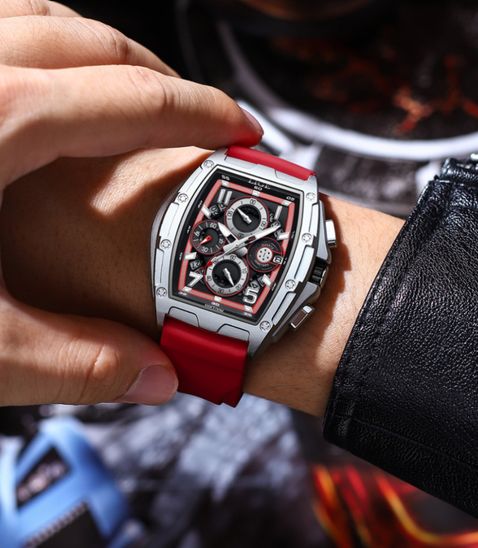 2023 New Hot Selling Watch Men's Multi Functional Waterproof Calendar Watch Sports Wine Bucket Curved Mirror Hollow Out Watch_voghion.com